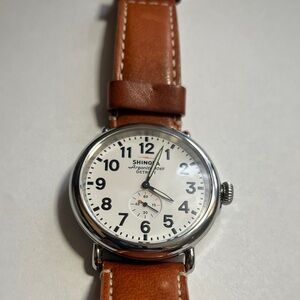 Shinola 1069 White Dial Watch with Tan Leather Strap